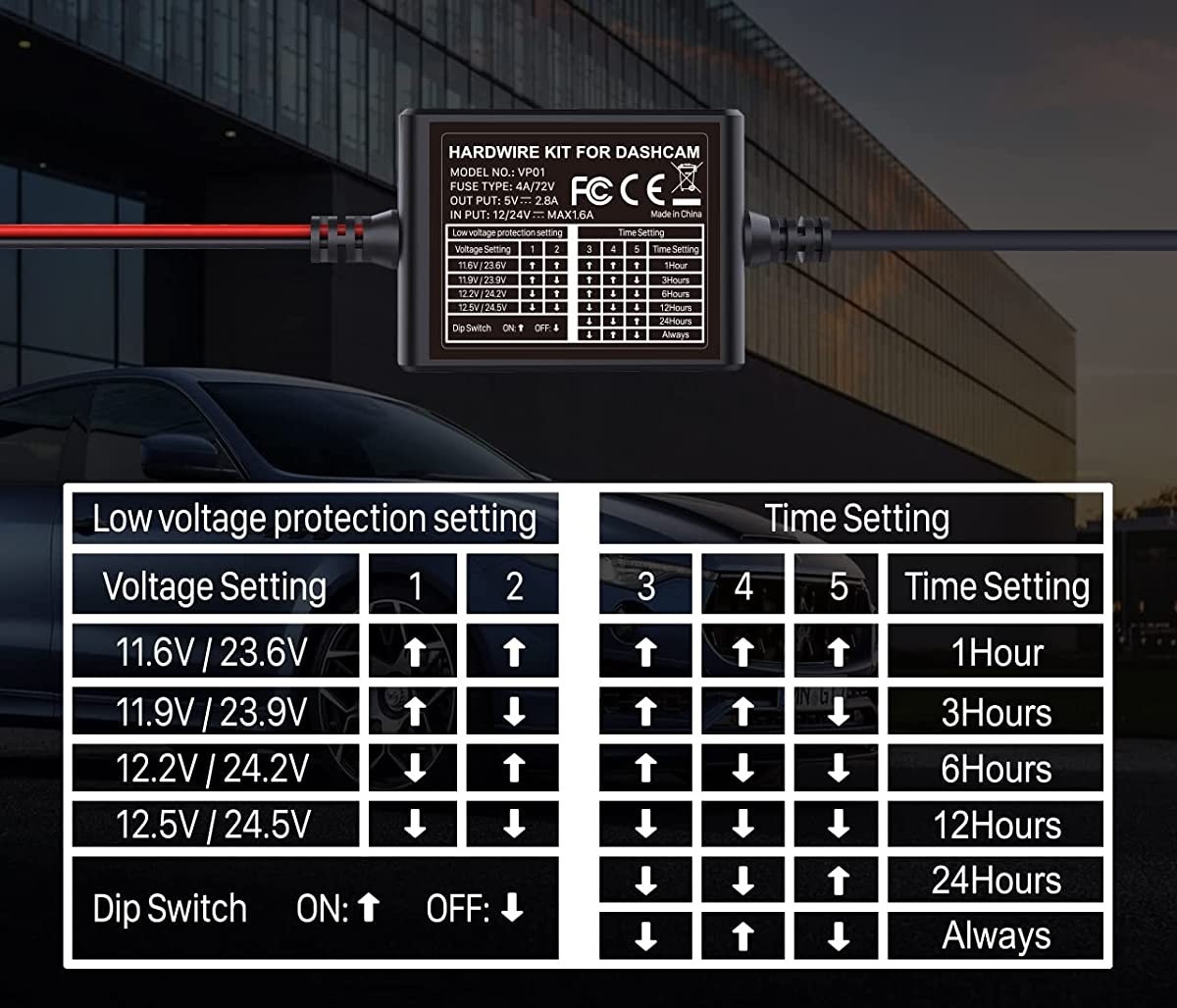 Adapter zasilania do kamery samochodowej Vantrue VP01 N4 N2S T3 X4S E1 S2 N5 N4 Pro S1PRO - obrazek 2